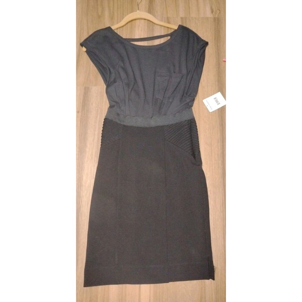 FREE PEOPLE Women's Sz XSmall Blouson Dress Black T-Shirt Top w/Pencil Skirt